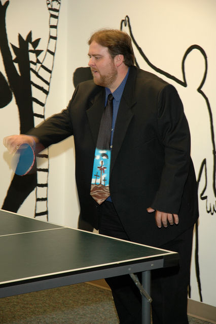 Randy Cope preps for the ceremony